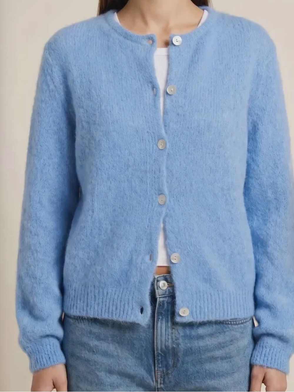 American Dream Susan Alpaca Cardigan in Sky Blue Size M